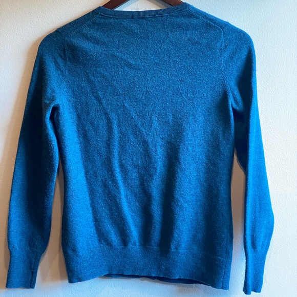 Banana Republic Merino Wool Blend Blue Teal Cardigan Sweater Two Front Pockets - Picture 4 of 6